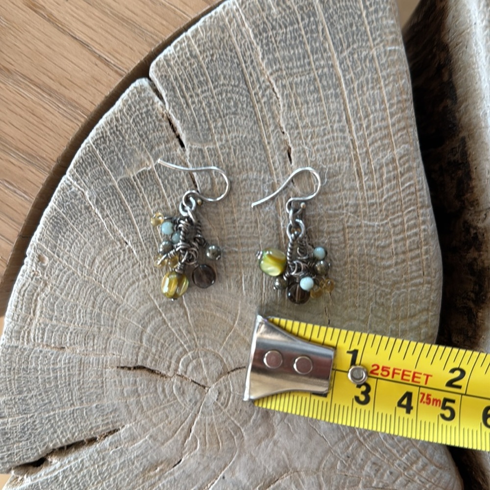 Silpada Amber Green Pearl Ammonite Sterling Silver Cha Cha Earrings - Picture 8 of 10